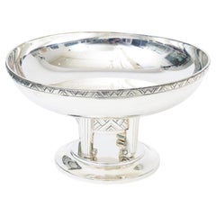 Vintage Art Decó Raro cuenco con pedestal de chapa de plata de Apolo con galón