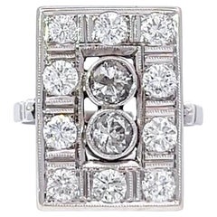 Vintage Art Deco Revival 1.80 Carat Round Brilliant Cut Diamonds White Gold Ring