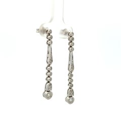 Vintage Art Deco Revival Diamond Gold Drop Earrings