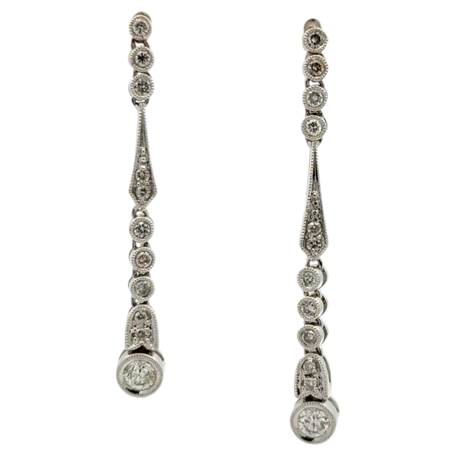 Vintage Art Deco Revival Diamant Gold Tropfen Ohrringe