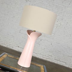 Vintage Art Deco Revival & Hollywood Regency Pink Lily-Like Modern Table Lamp