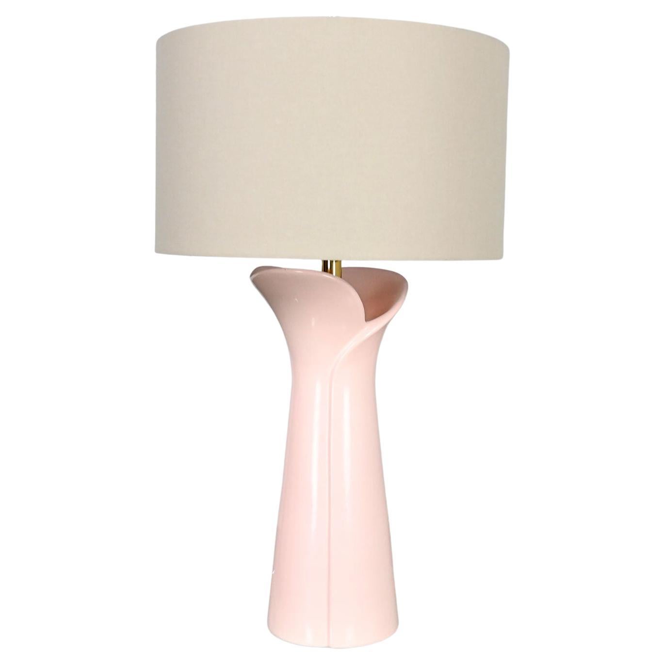 Large Hollywood Regency 1980's Pink Antique French Table Lamp Base