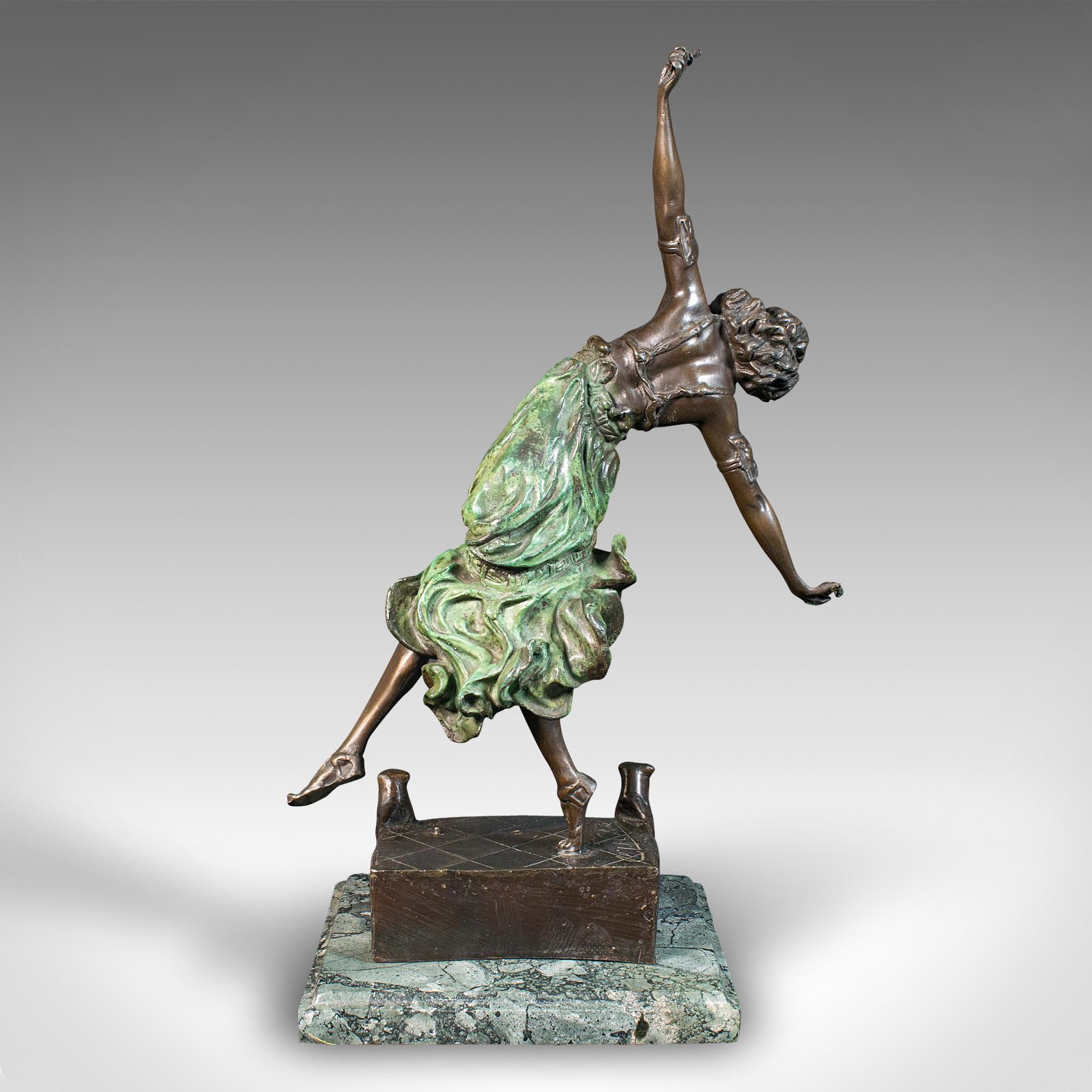 20ième siècle Statue française de style néo-Art déco vintage, bronze, marbre, figure, d'après Colinet
