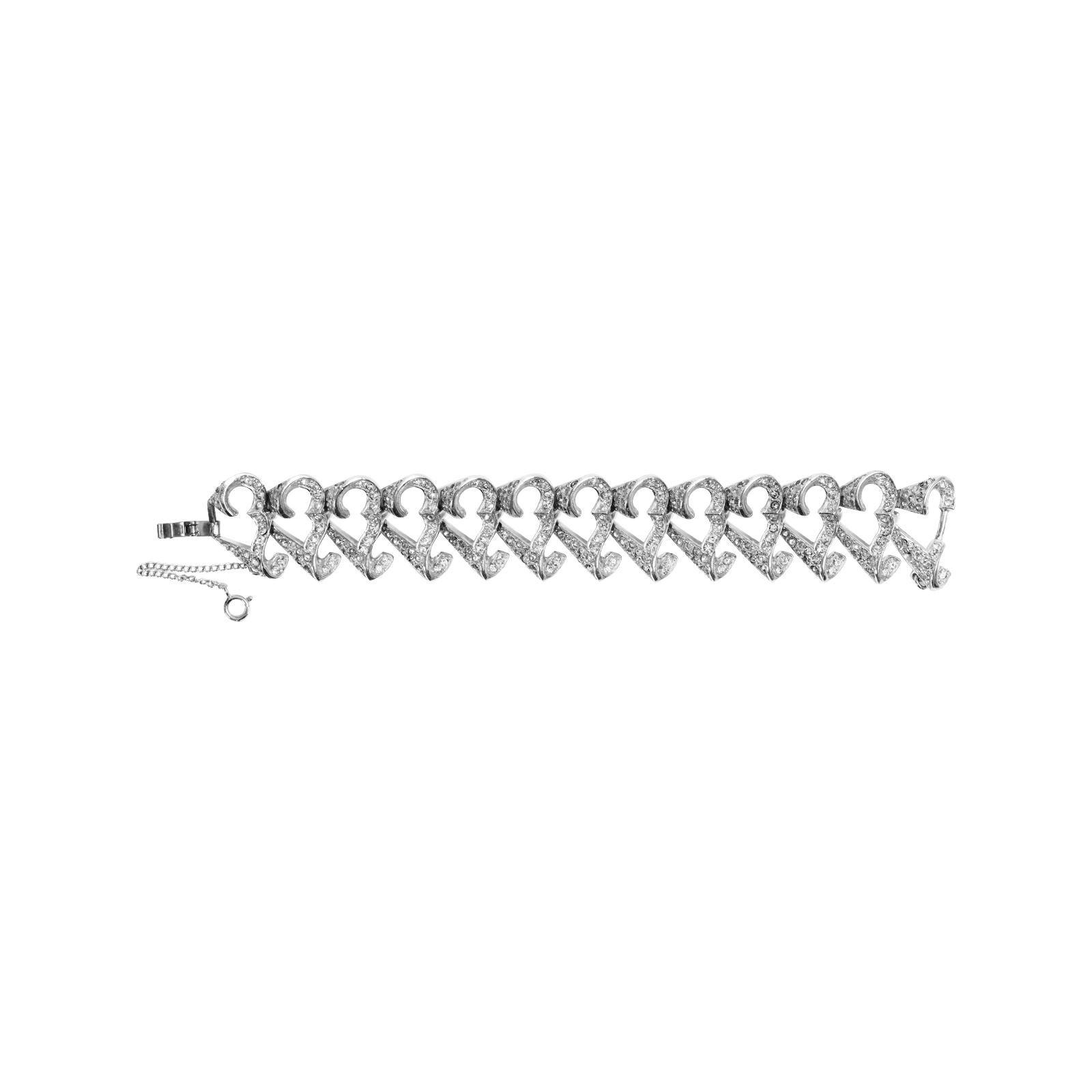 Vintage Art Deco Diamante Bracelet, circa 1960s For Sale 2
