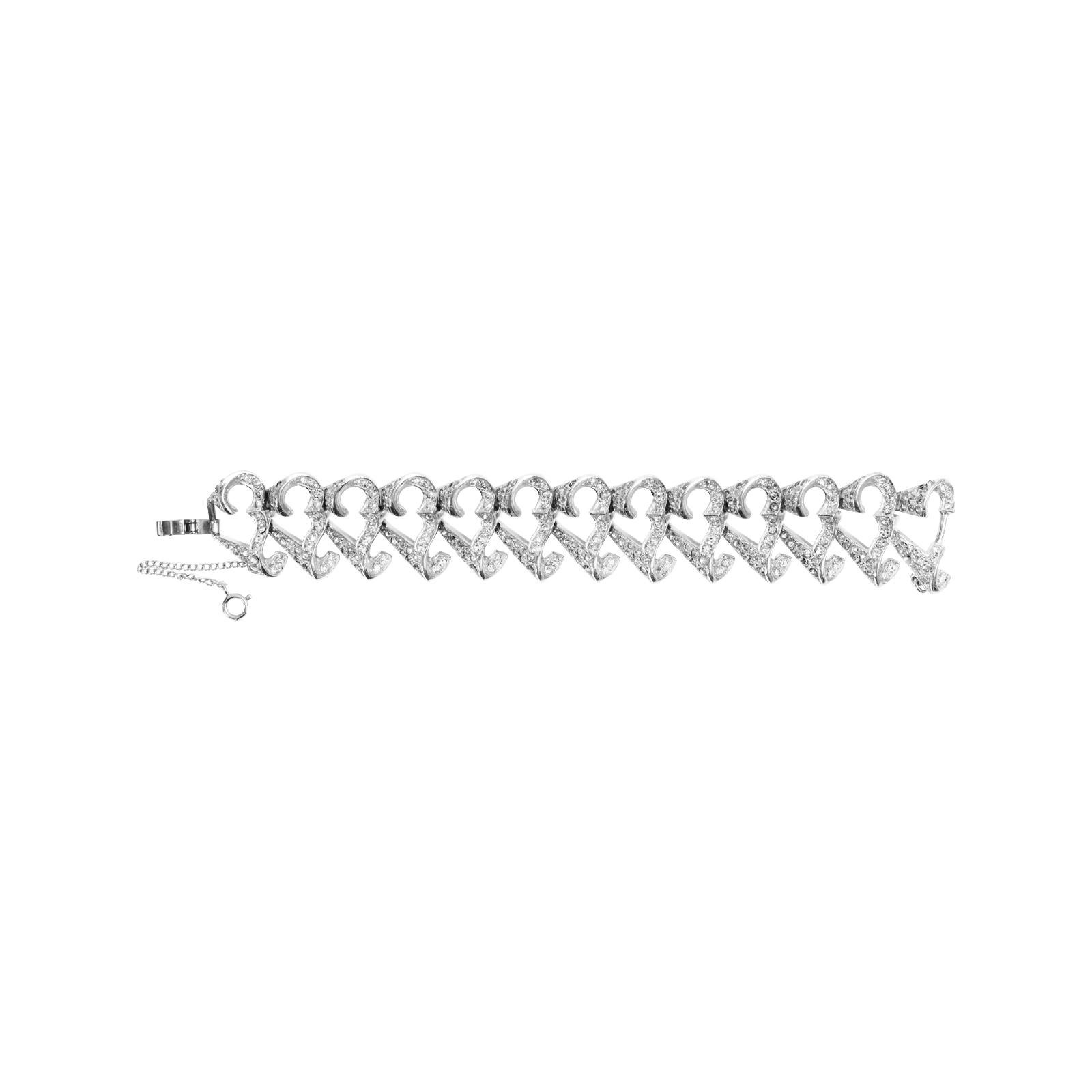 Vintage Art Deco Diamante Bracelet, circa 1960s For Sale 3