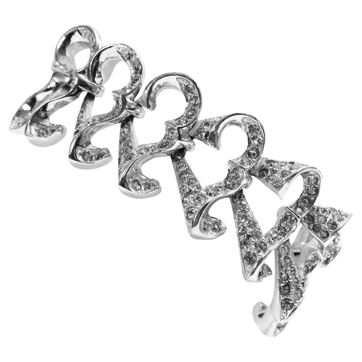 Women's or Men's Vintage Art Deco Diamante Bracelet, circa 1960s For Sale