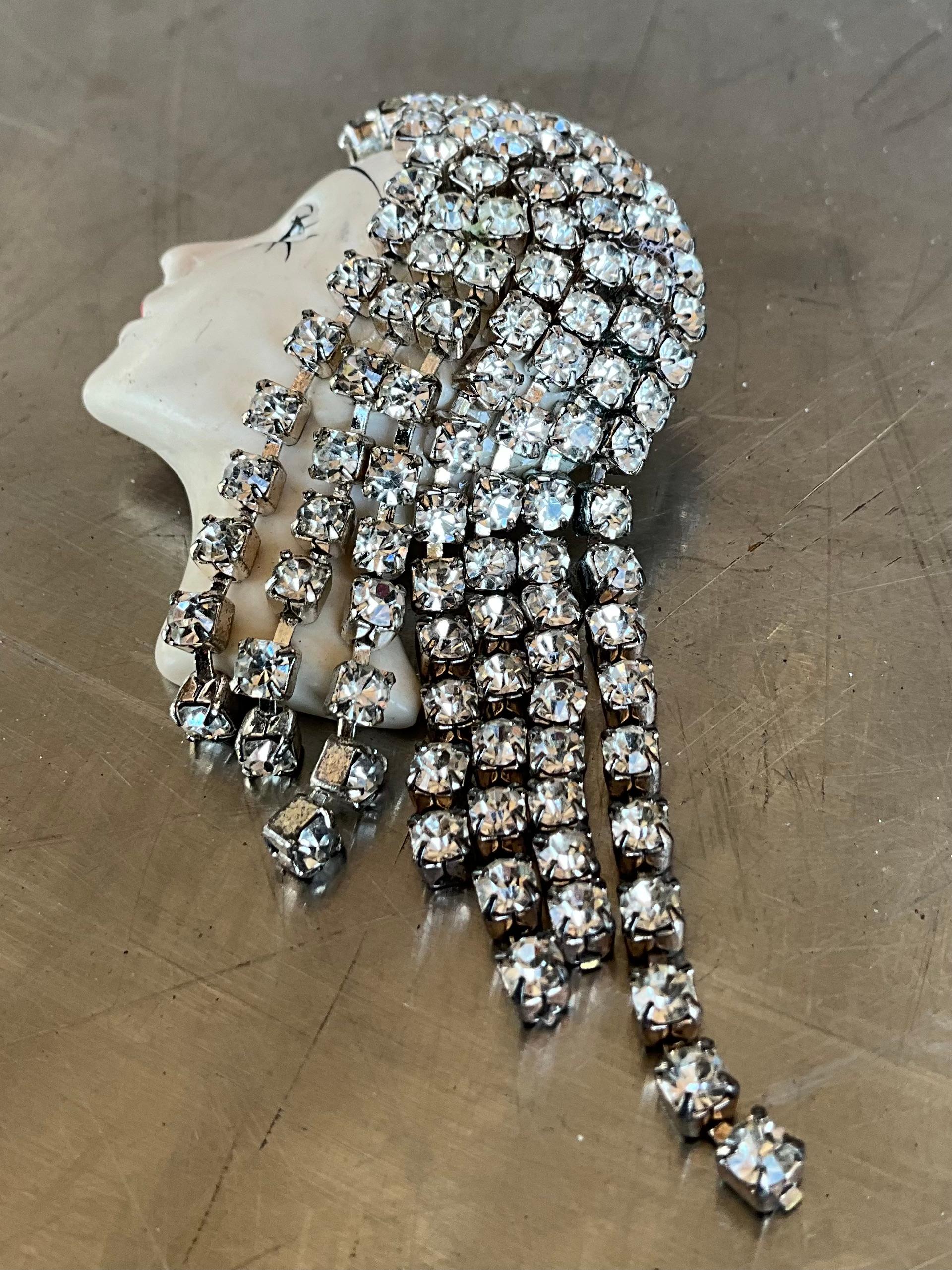 Vintage Art Deco Strass Brosche Flapper Brosche im Angebot 1