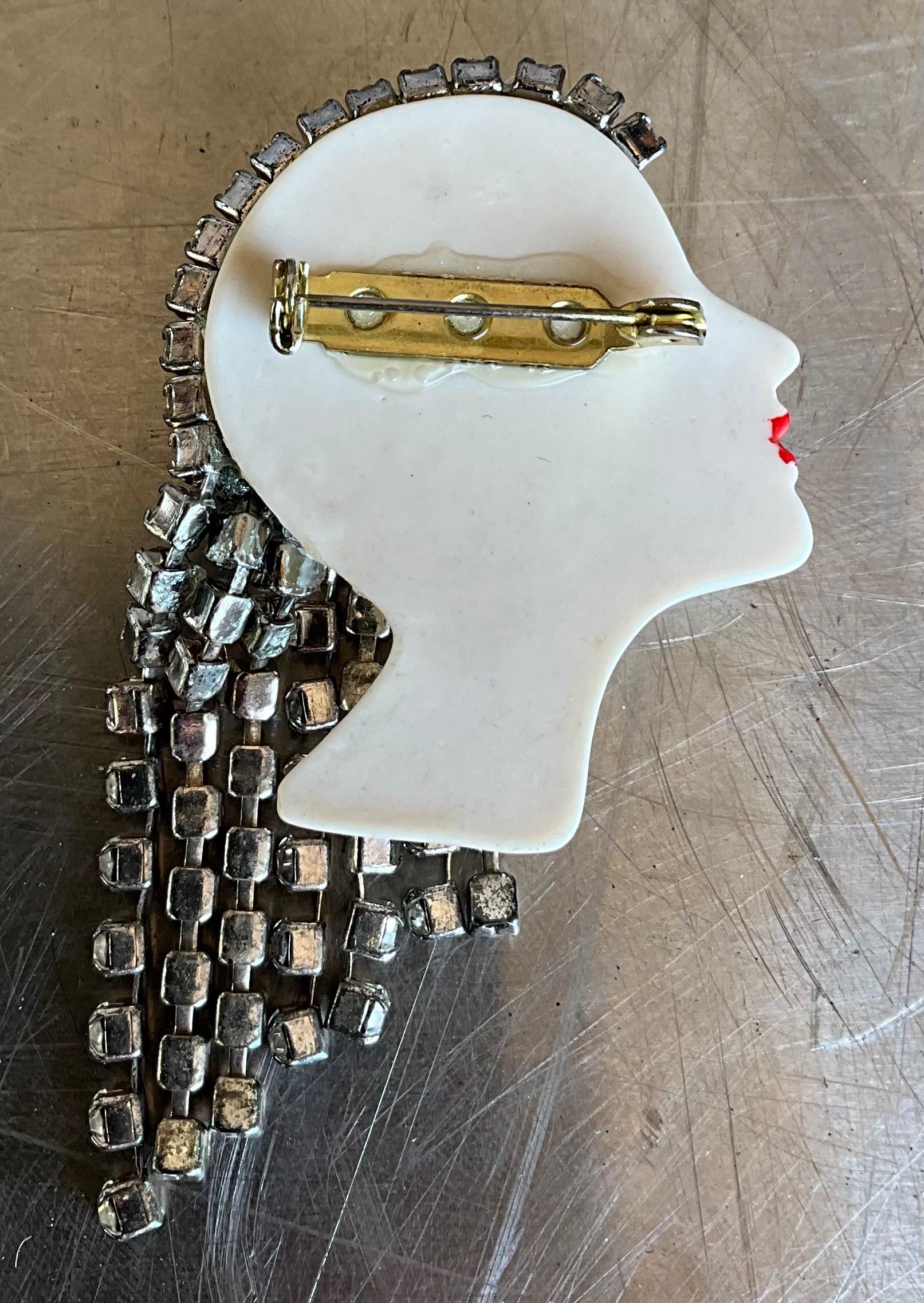 Vintage Art Deco Strass Brosche Flapper Brosche im Angebot 2