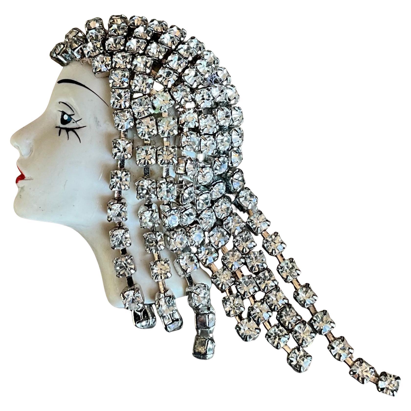 Vintage Art Deco Rhinestone Flapper Brooch