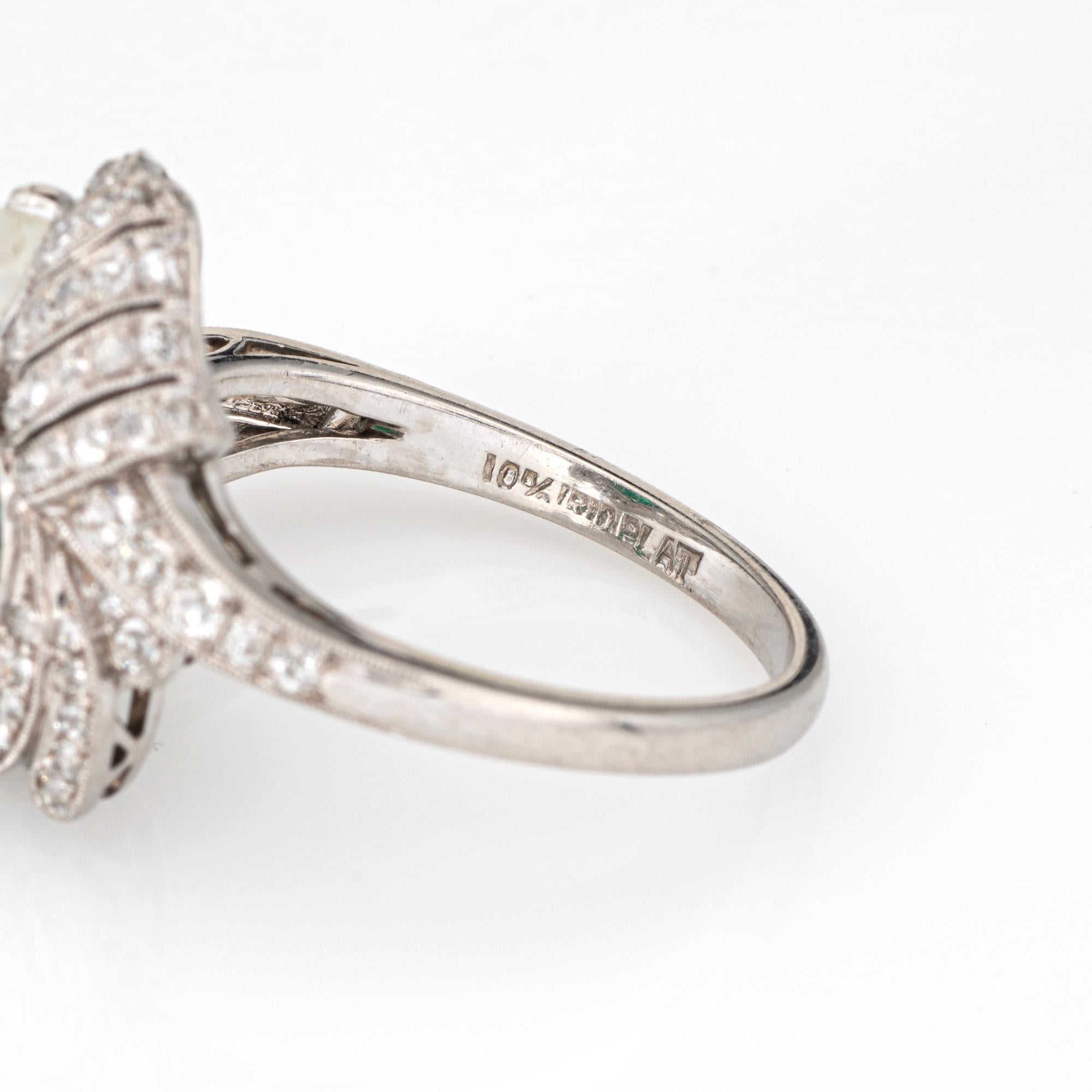 Vintage Art Deco Ring Smaragd Mondstein Diamant Sz 10 Fine Estate Jewelry im Angebot 1