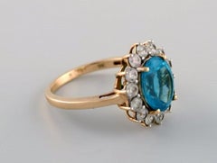 Vintage Art Deco Ring in 9 Carat Gold Adorned with Several Semi-Precious Stones