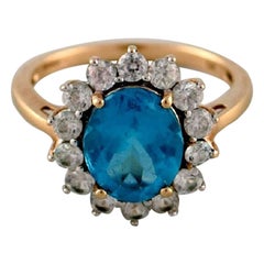 Vintage Art Deco Ring in 9 Carat Gold Adorned with Several Semi-Precious Stones