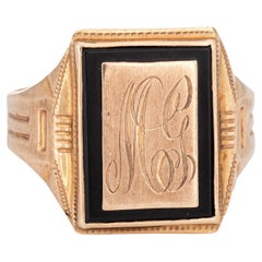Antique Art Deco Ring Ostby Barton Square Signet Initials Sz 11 Men's Jewelry