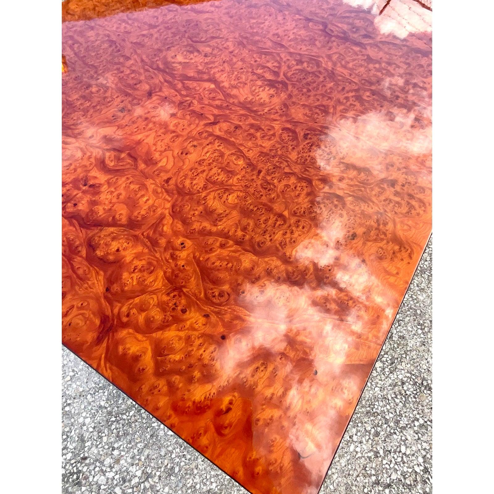 Vintage Art Deco Roche Bobois Burl Wood Dining Table In Good Condition In west palm beach, FL