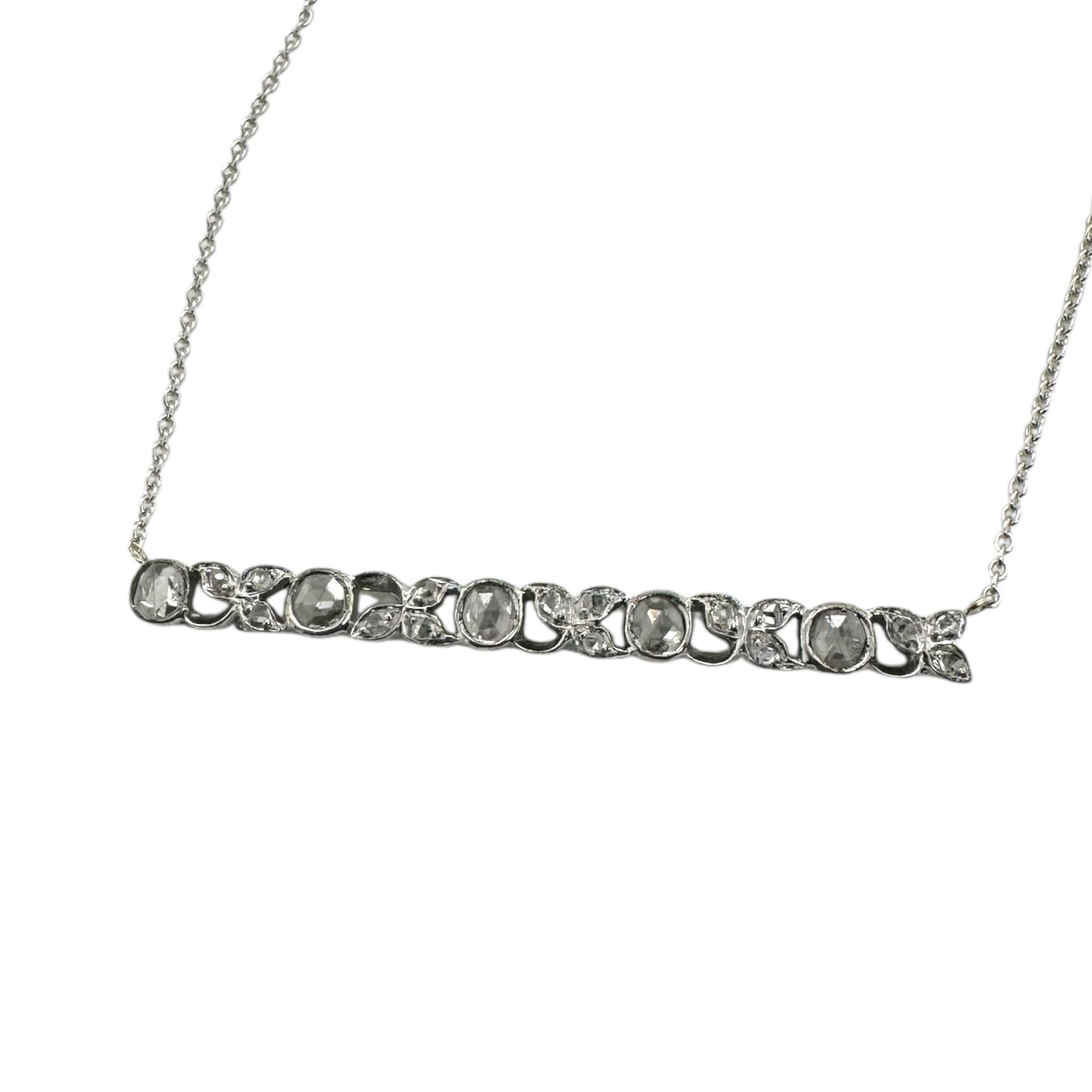 Vintage Art Deco Rose Cut Diamond Bar Necklace 2