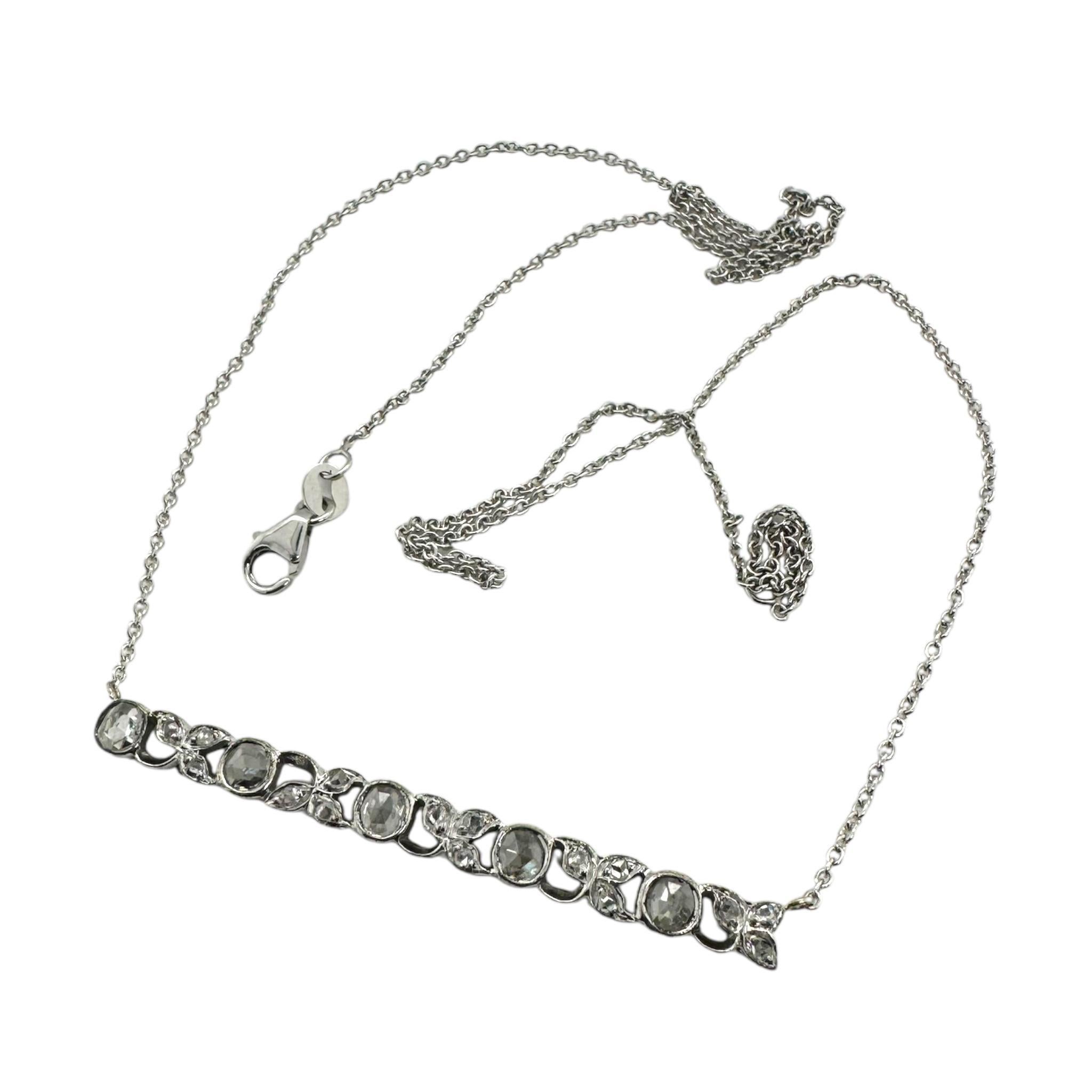 Vintage Art Deco Rose Cut Diamond Bar Necklace 3