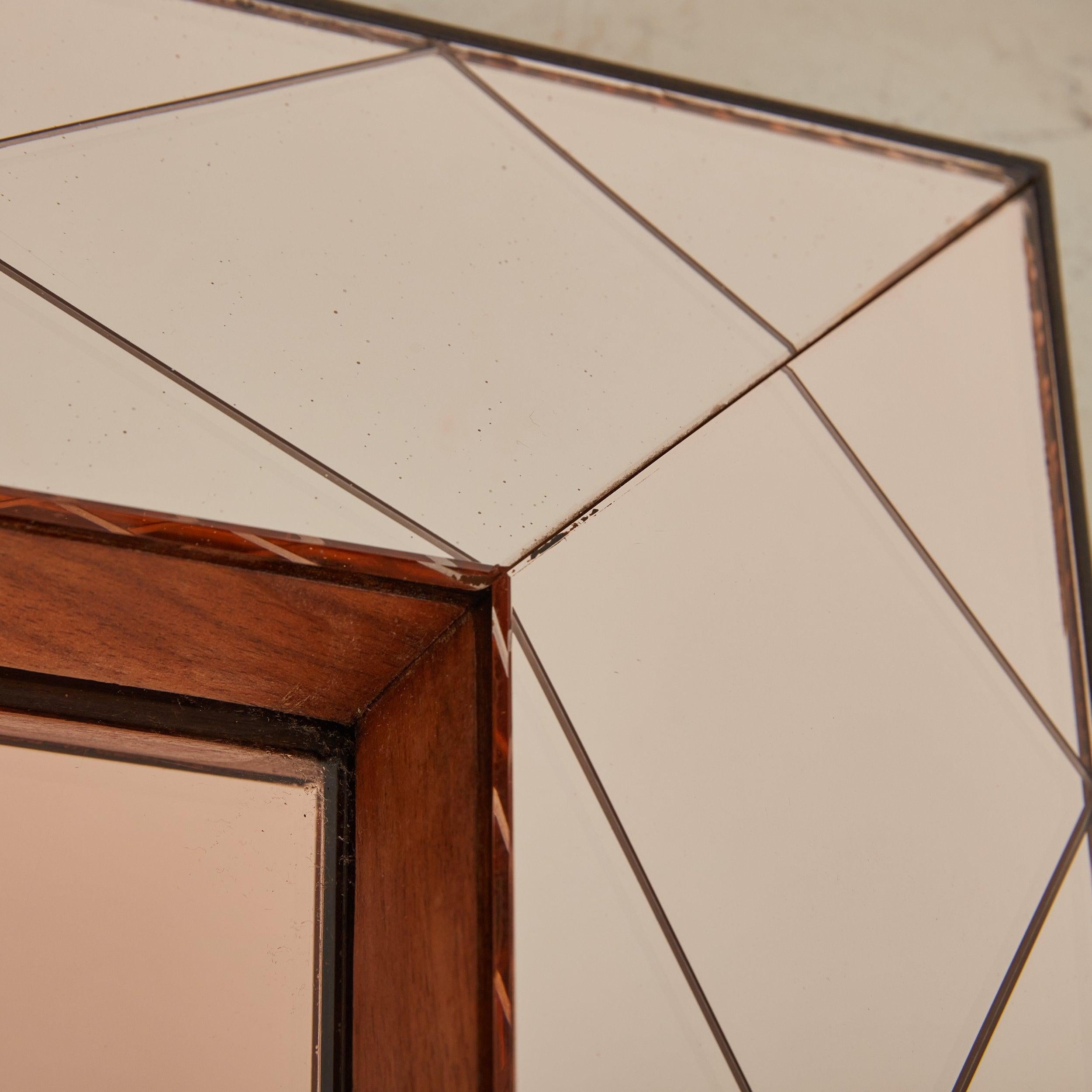 Mid-20th Century Vintage Art Deco Rose Gold Wall Mirror, France