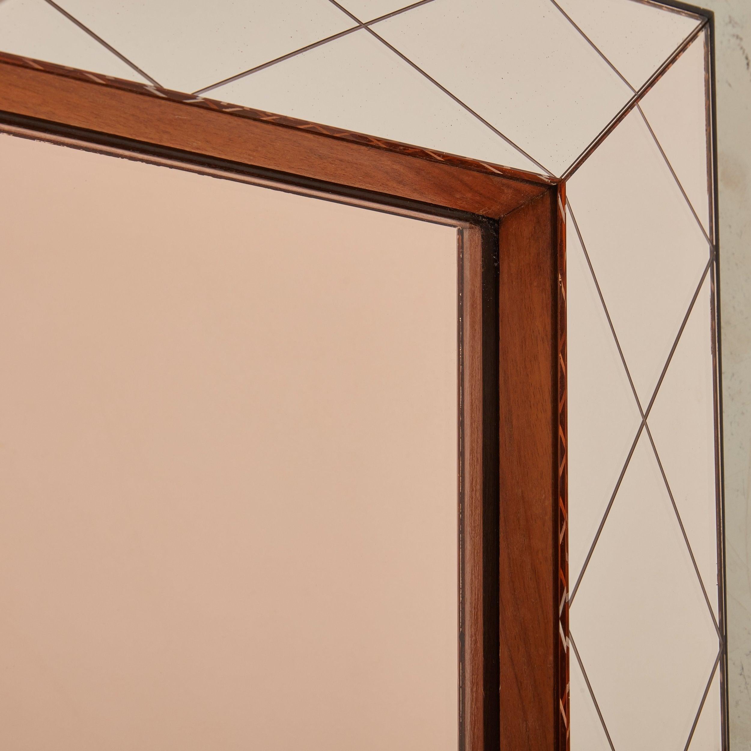 Vintage Art Deco Rose Gold Wall Mirror, France 1