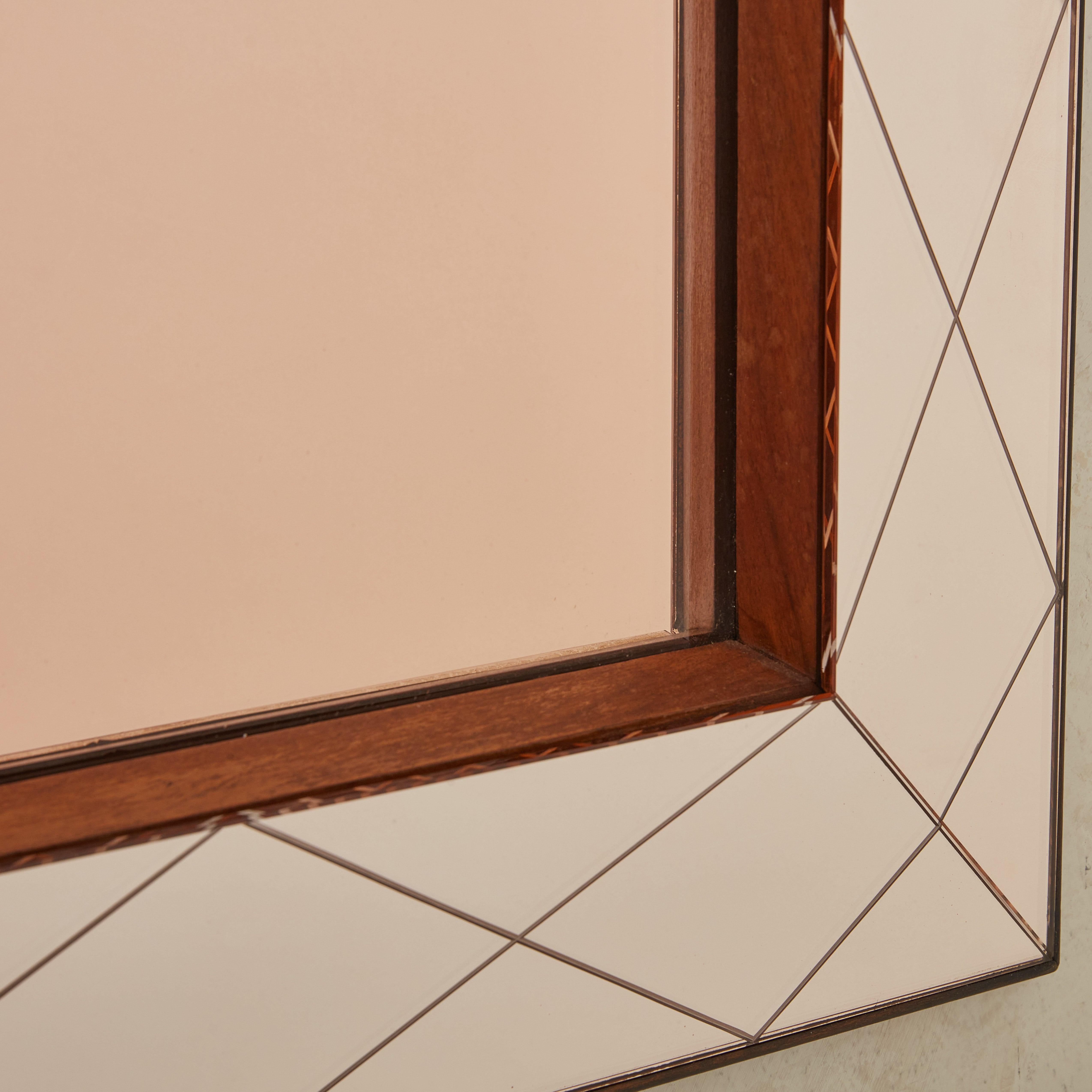 Vintage Art Deco Rose Gold Wall Mirror, France 3