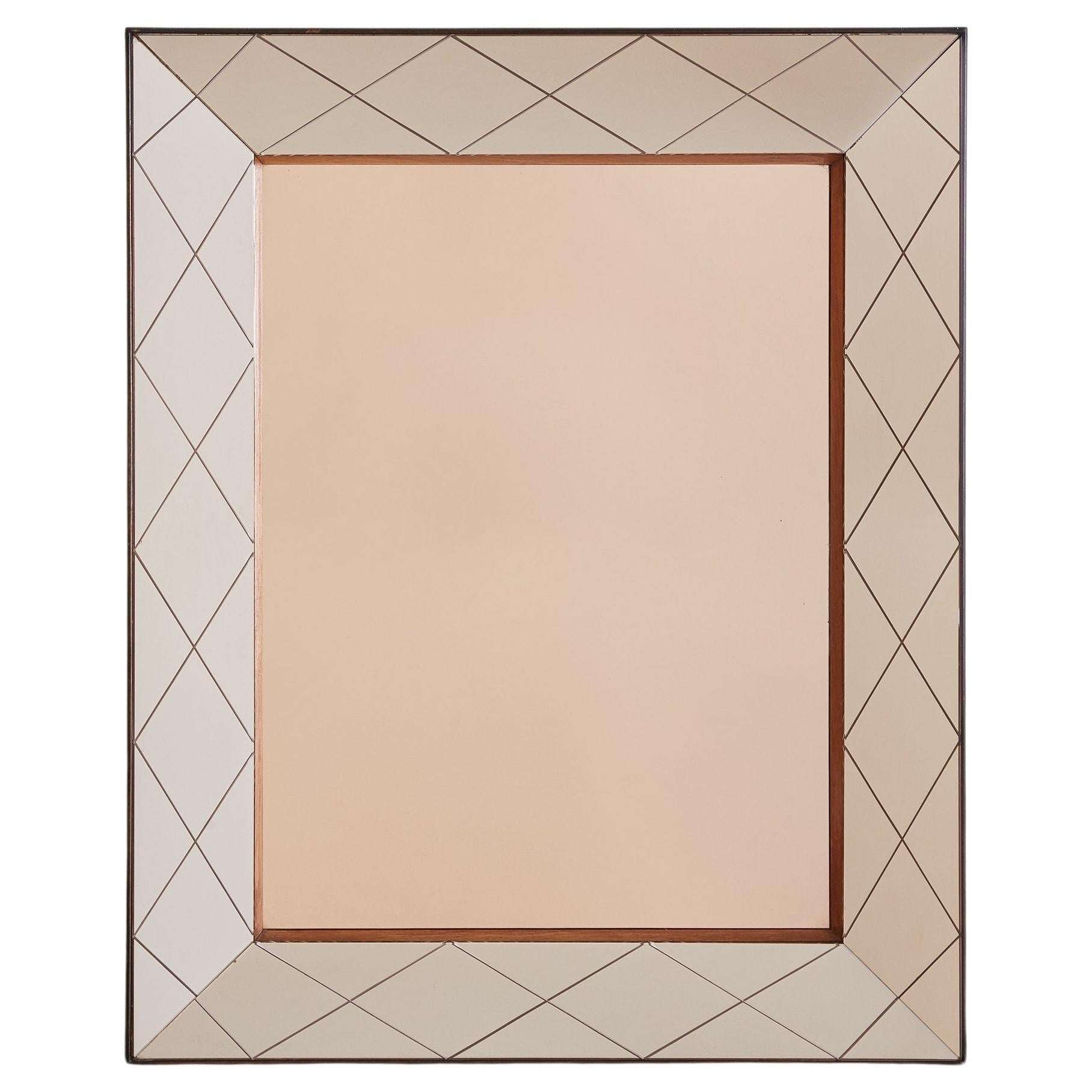 Vintage Art Deco Rose Gold Wall Mirror, France