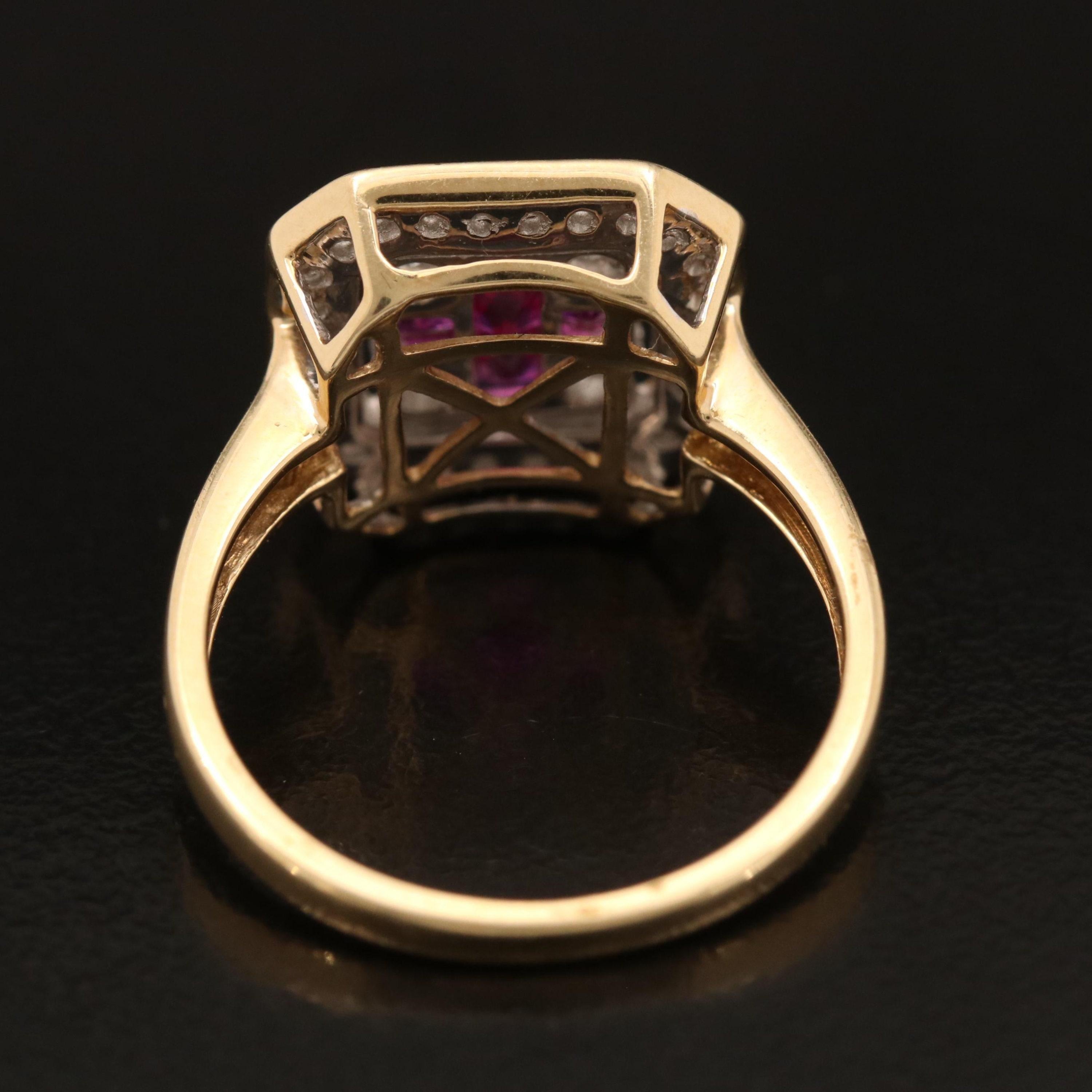 For Sale:  Vintage Art Deco Ruby Diamond Engagement Ring, Victorian Halo Ruby Cluster Ring 3