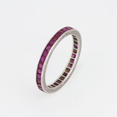Vintage Art Deco Ruby Eternity Ring Sz 5.5 Anniversary Band Stacking Jewelry