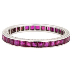 Antique Art Deco Ruby Eternity Ring Sz 5.5 Anniversary Band Stacking Jewelry