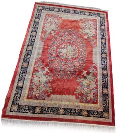 Tapis Art déco vintage en soie naturelle, tapisserie chinoise 8X11