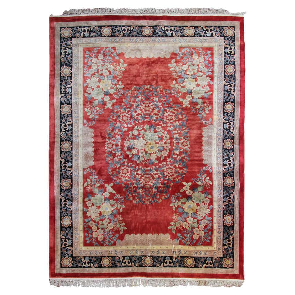 Chinese Silk Rug Pink - 119 For Sale on 1stDibs