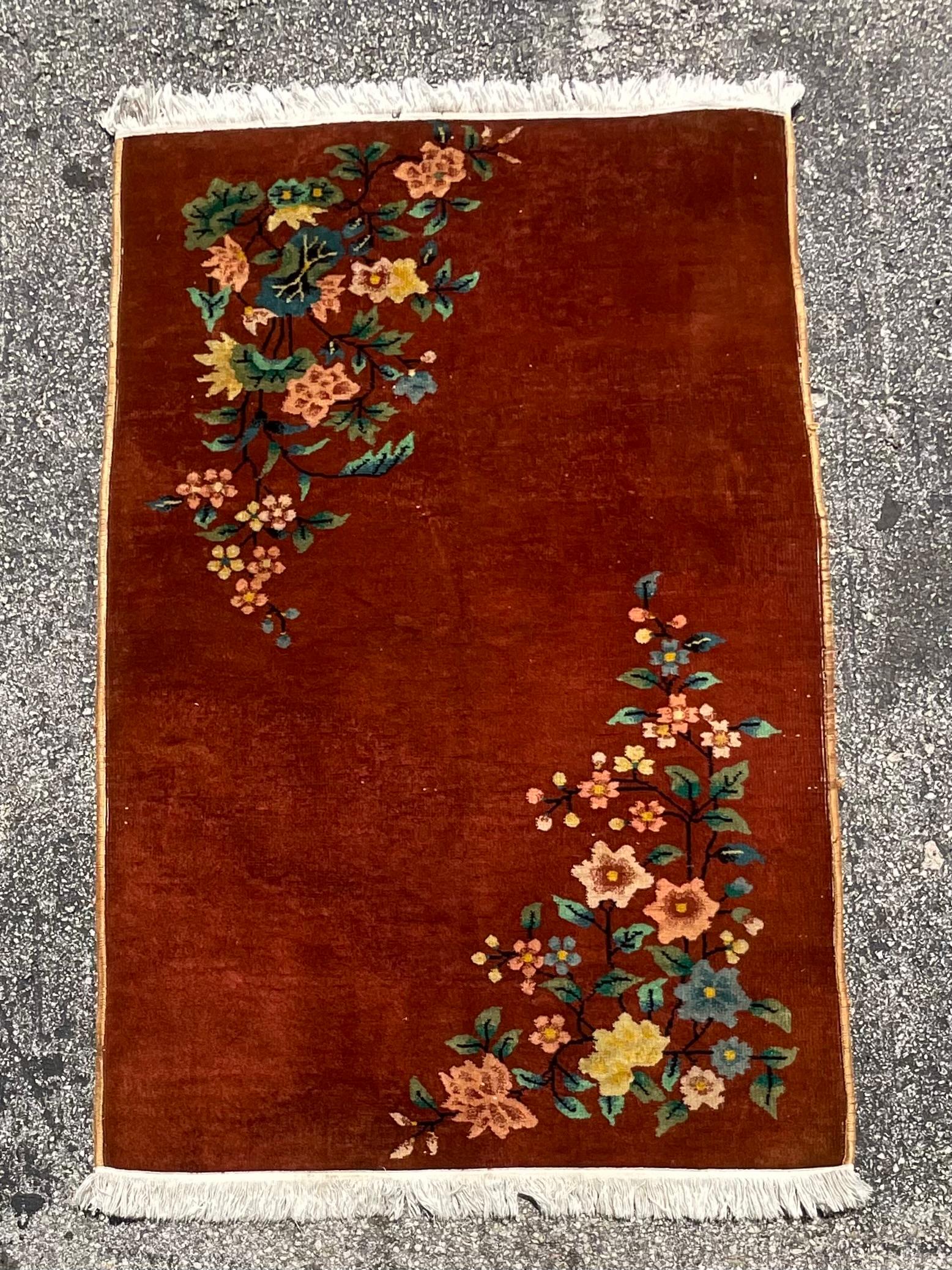 Vintage Art Deco Rug Styled After Chinese Nichols In Good Condition In west palm beach, FL