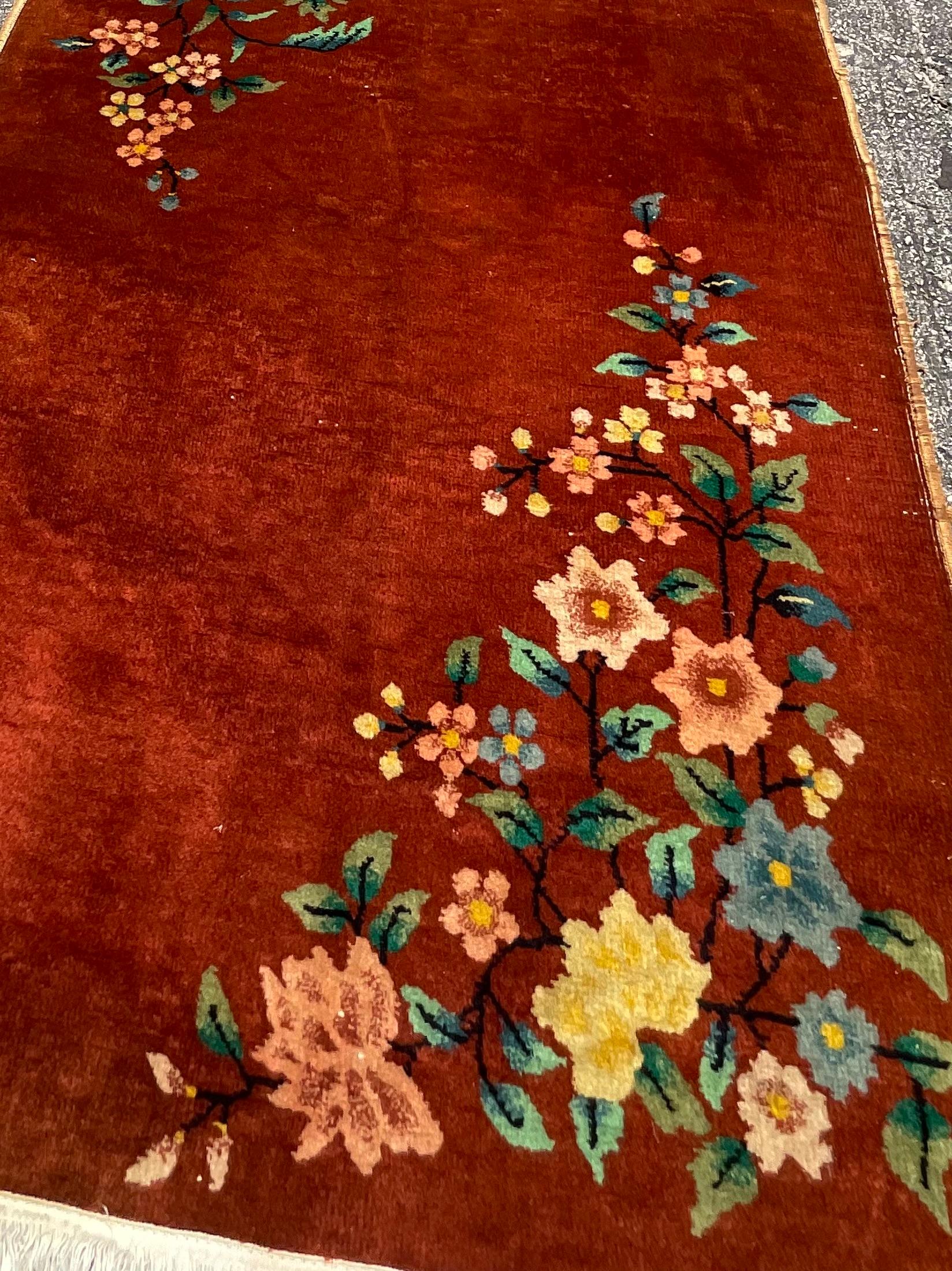 Wool Vintage Art Deco Rug Styled After Chinese Nichols