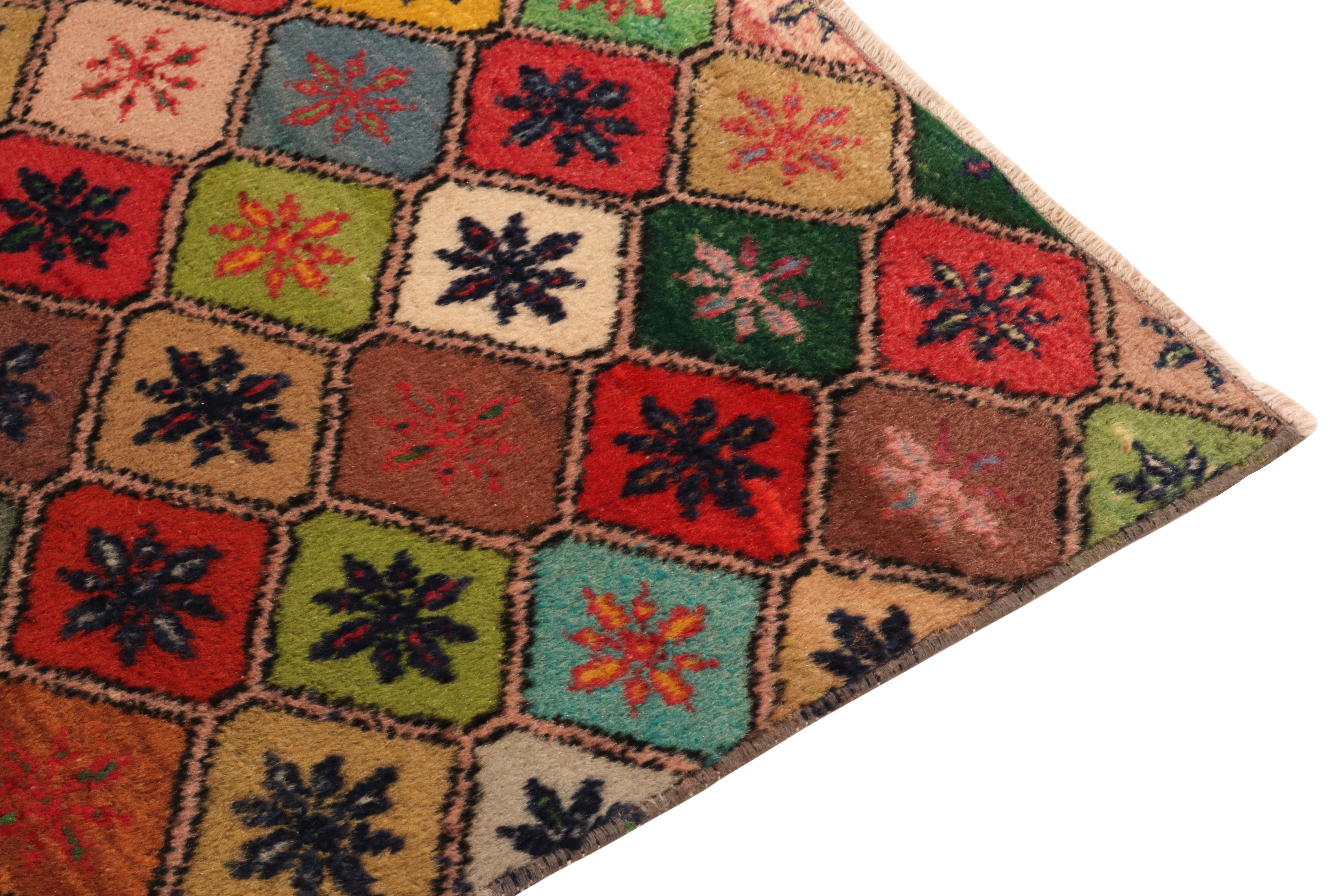 Vintage Art Deco Runner in Multicolor Floral Geometric Pattern by Rug & Kilim In Good Condition For Sale In Long Island City, NY