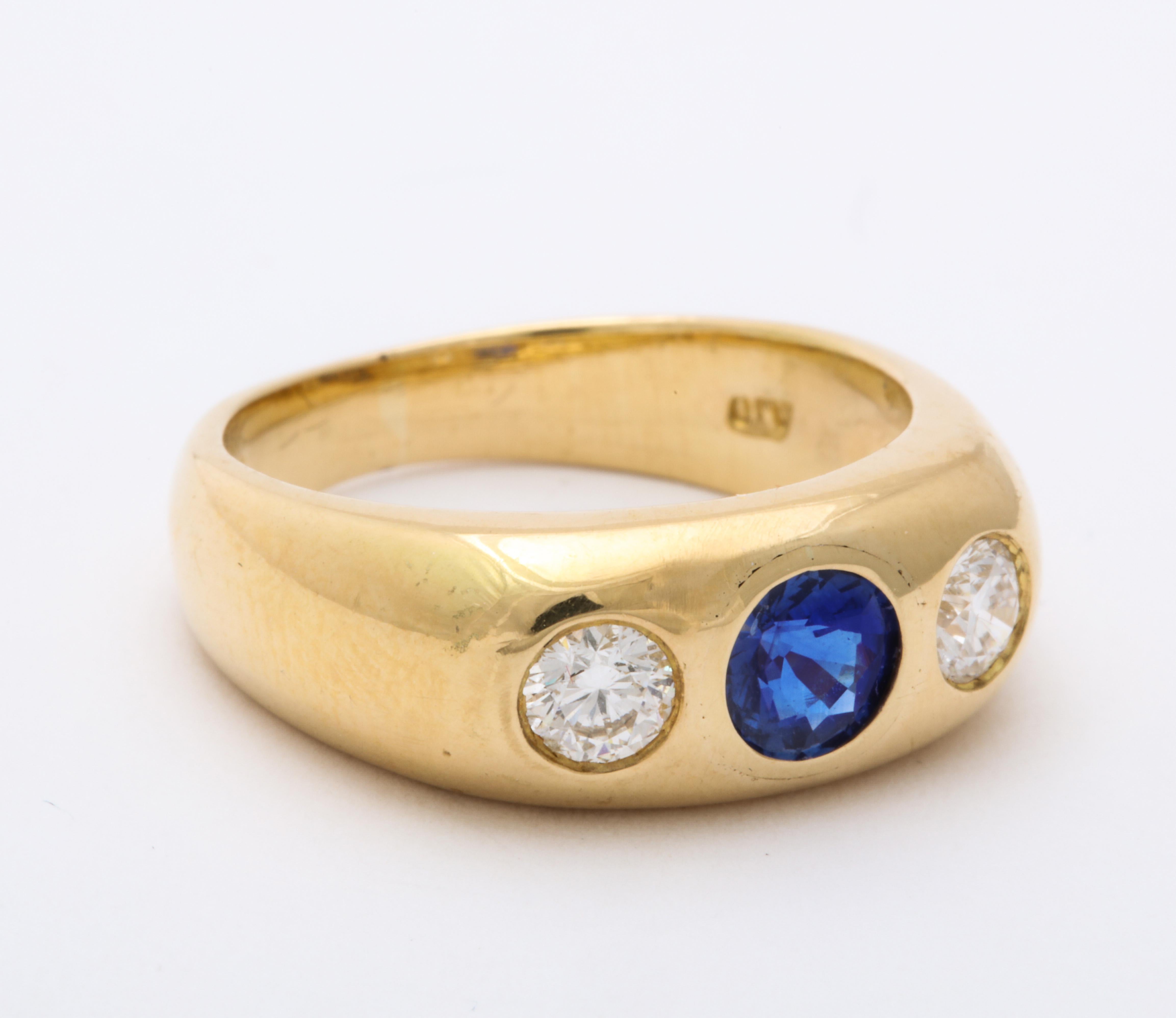 Women's or Men's Vintage Art Deco Sapphire and Diamond Gypsy Set Ring