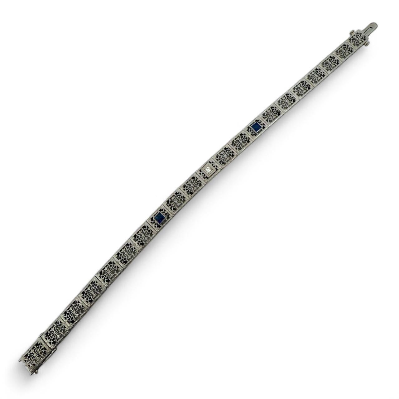 Vintage Art of Vintage Bracelet filigrane saphir et diamant Pour femmes en vente