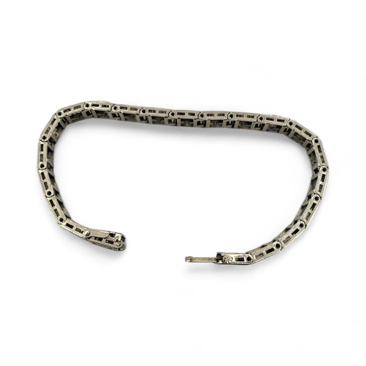 Vintage Art of Vintage Bracelet filigrane saphir et diamant en vente 2