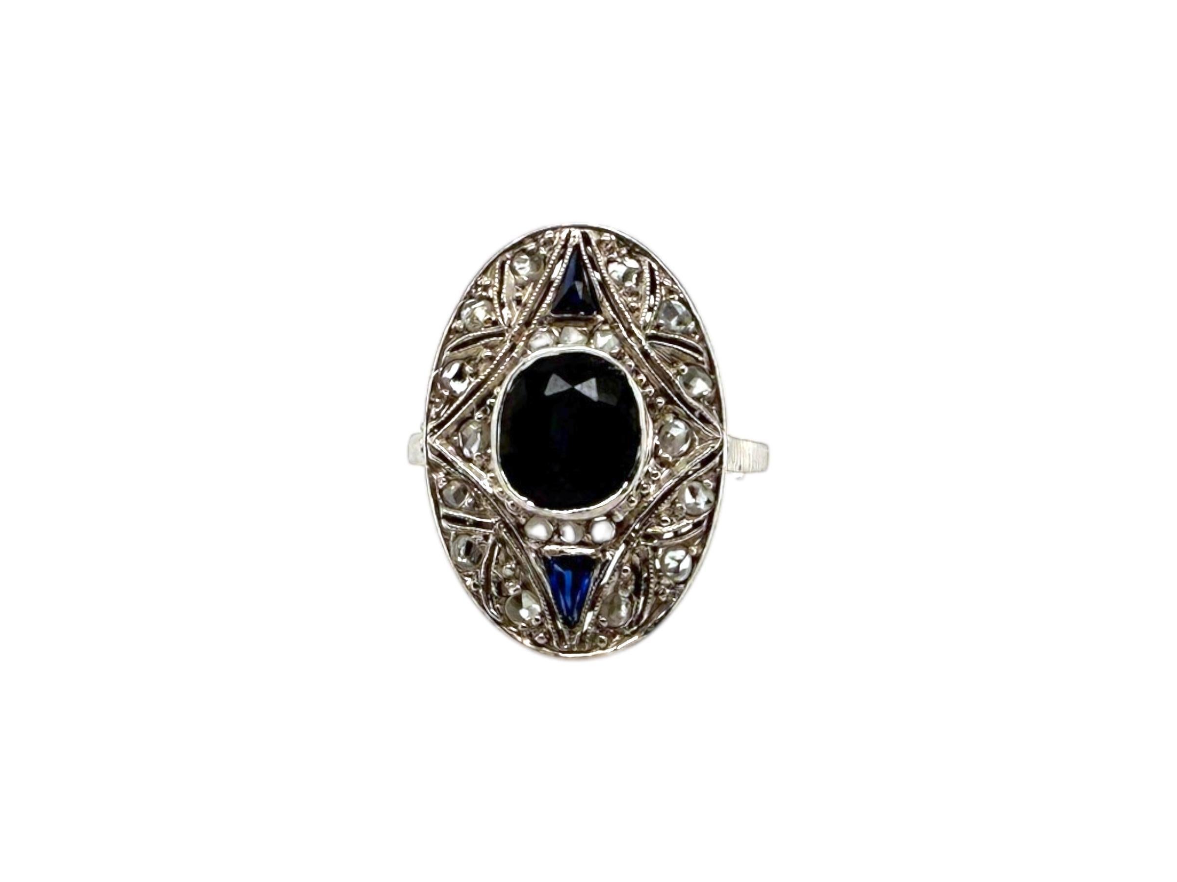 Anello da cocktail con zaffiro e diamante taglio rosa Art of Vintage In condizioni ottime in vendita a Montgomery, AL