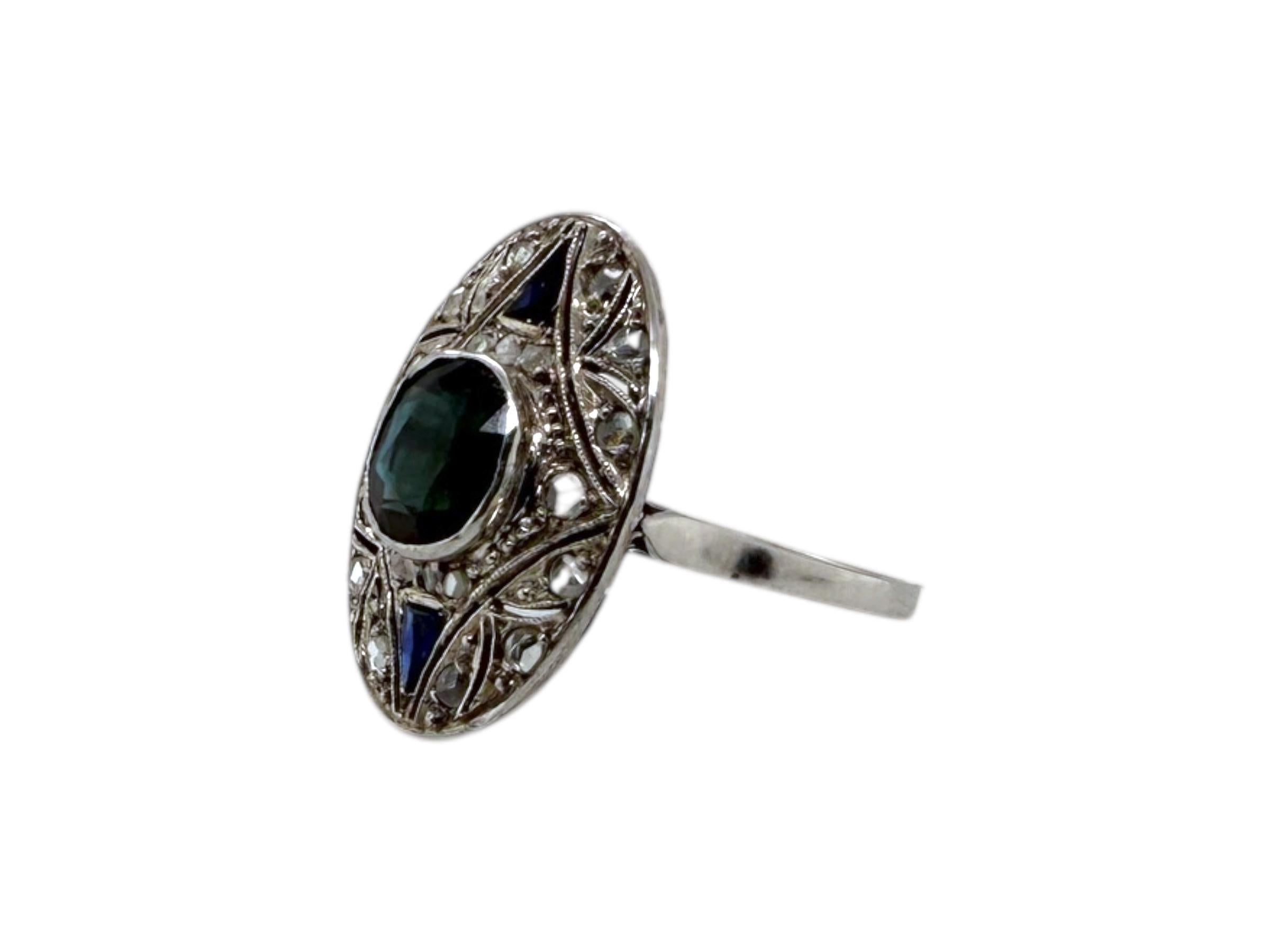 Anello da cocktail con zaffiro e diamante taglio rosa Art of Vintage in vendita 1