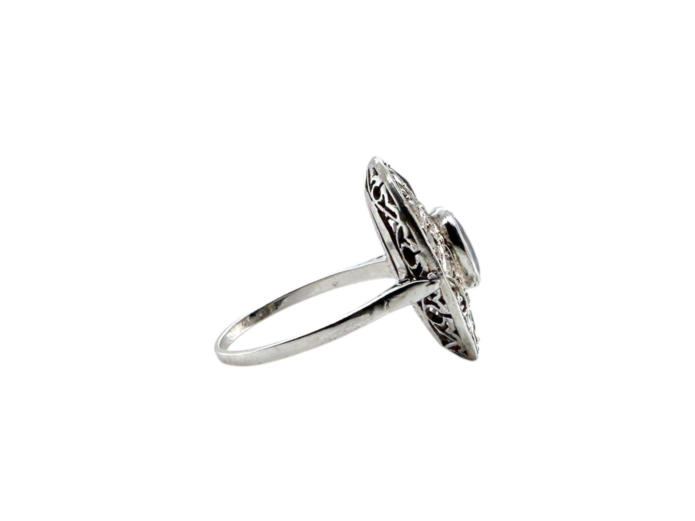 Anello da cocktail con zaffiro e diamante taglio rosa Art of Vintage in vendita 2