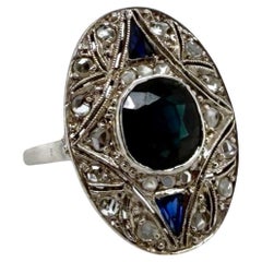 Anello da cocktail con zaffiro e diamante taglio rosa Art of Vintage