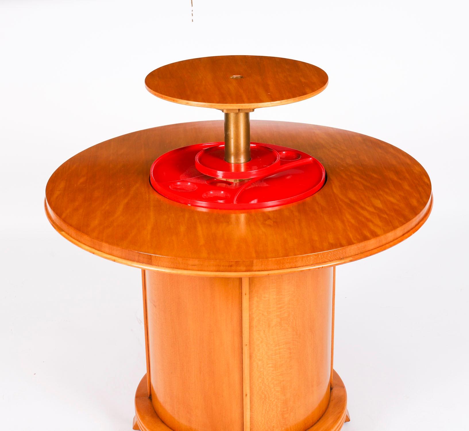 Vintage Art Deco Satin Wood Pop Up Modernist Cocktail Cabinet C1950 For Sale 6