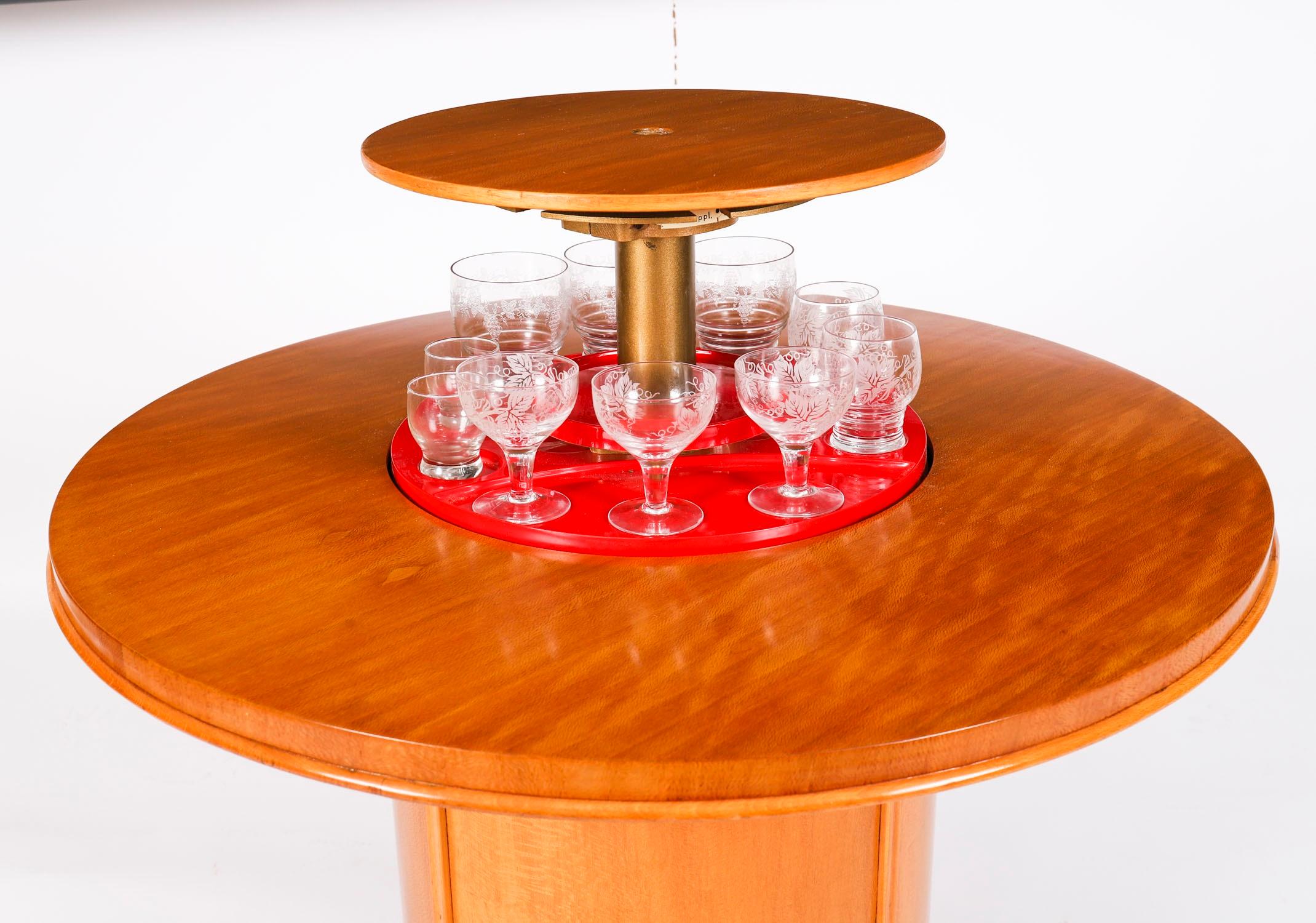 Vintage Art Deco Satin Wood Pop Up Modernist Cocktail Cabinet C1950 For Sale 9