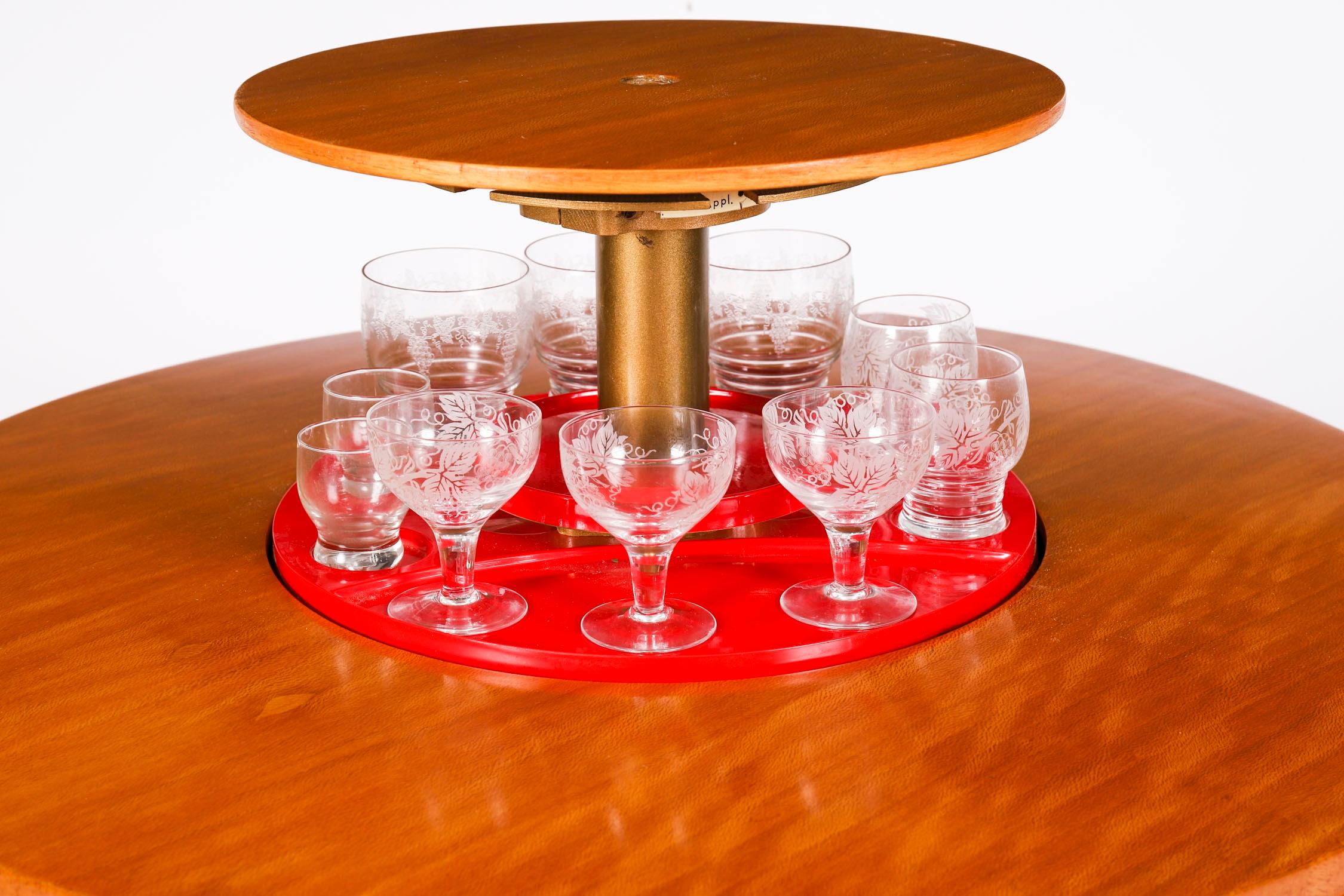 Vintage Art Deco Satin Wood Pop Up Modernist Cocktail Cabinet C1950 For Sale 10
