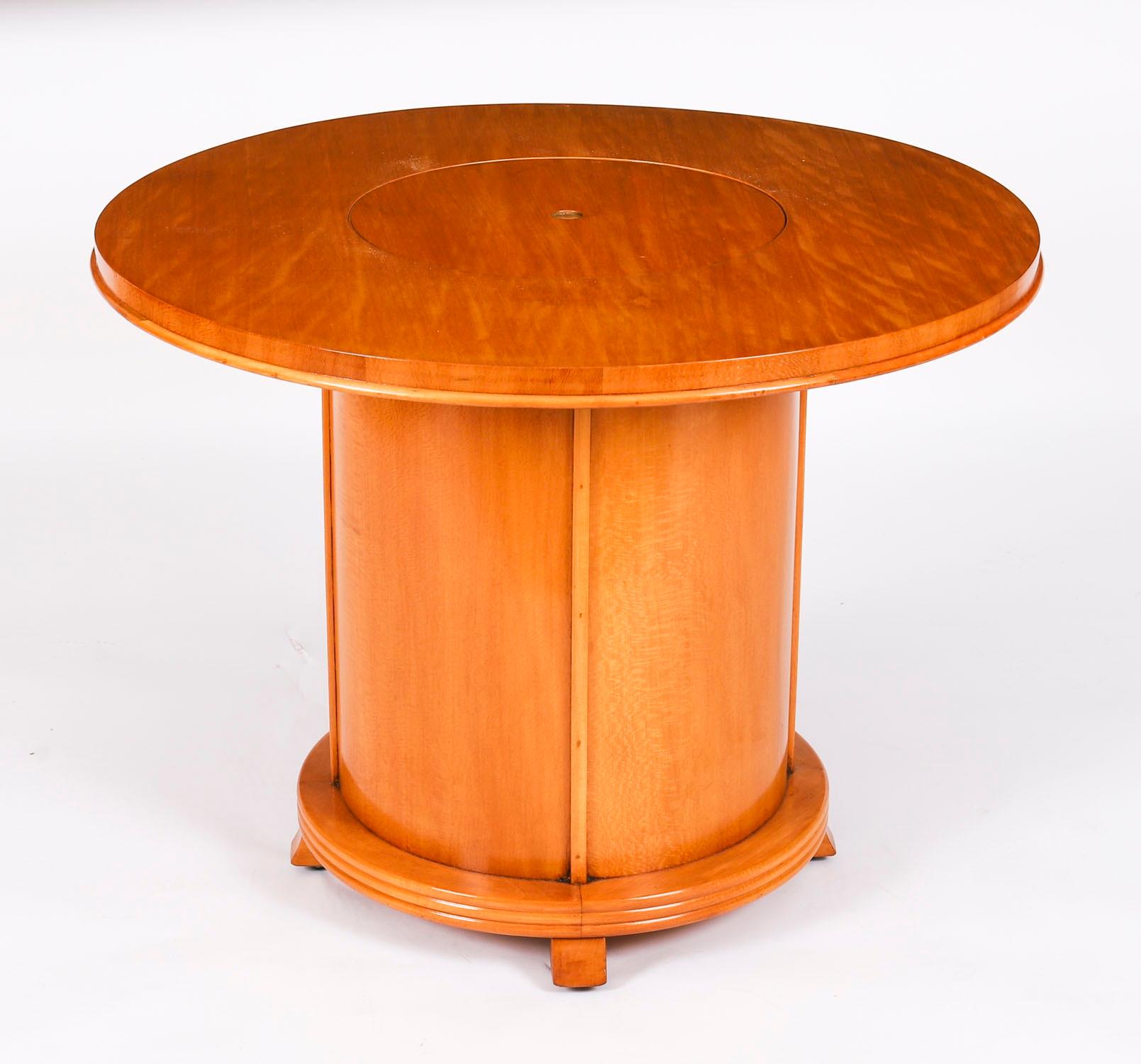 English Vintage Art Deco Satin Wood Pop Up Modernist Cocktail Cabinet C1950 For Sale