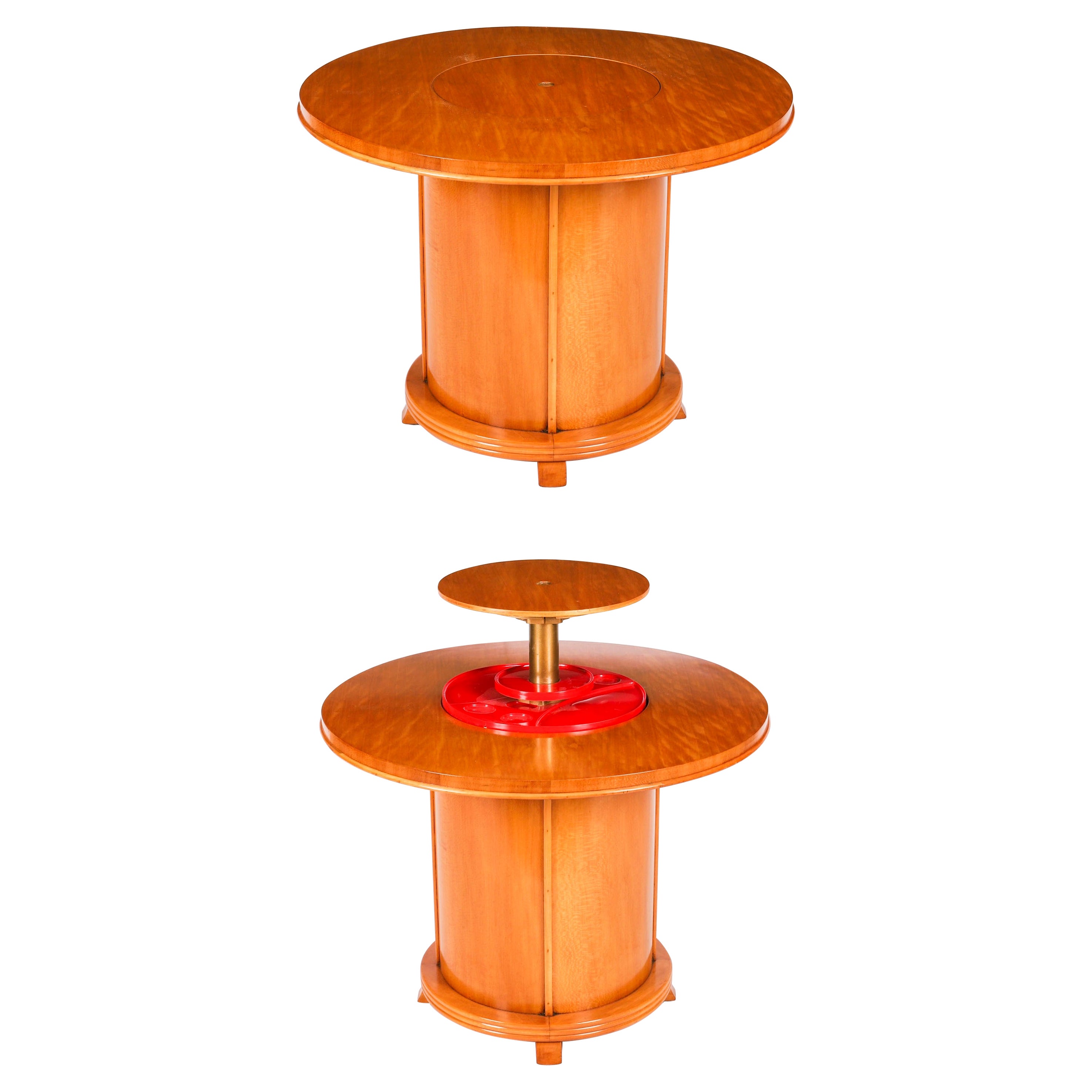 Vintage Art Deco Satin Wood Pop Up Modernist Cocktail Cabinet C1950 For Sale
