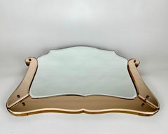 Vintage Art Deco Scalloped Edge Rose Glass Mirror