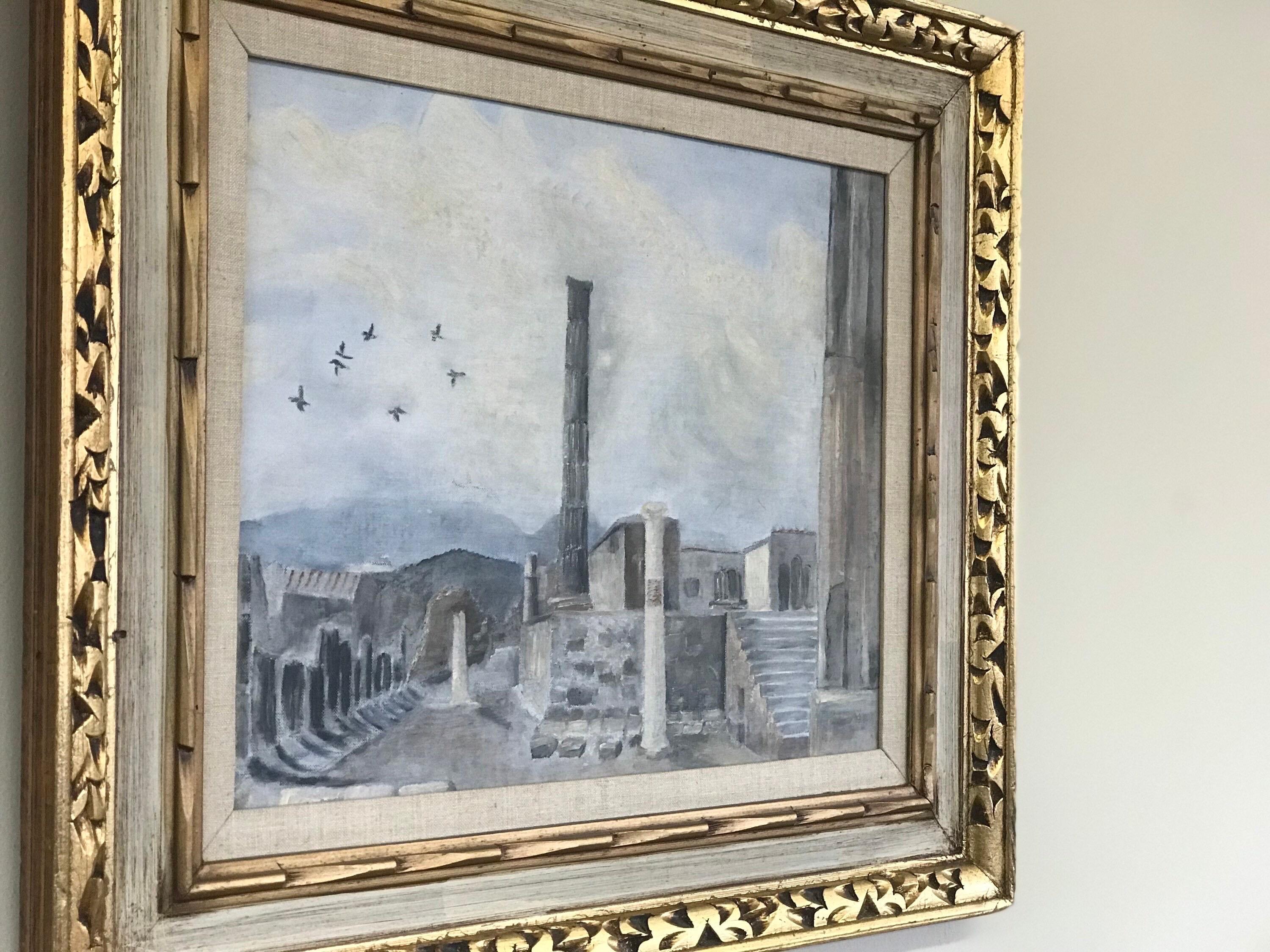 Vintage Art Deco Scenic Oil Painting In Good Condition For Sale In Seattle, WA