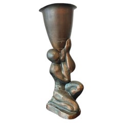 Lámpara de cobre escultórica Art Decó Vintage de Hombre