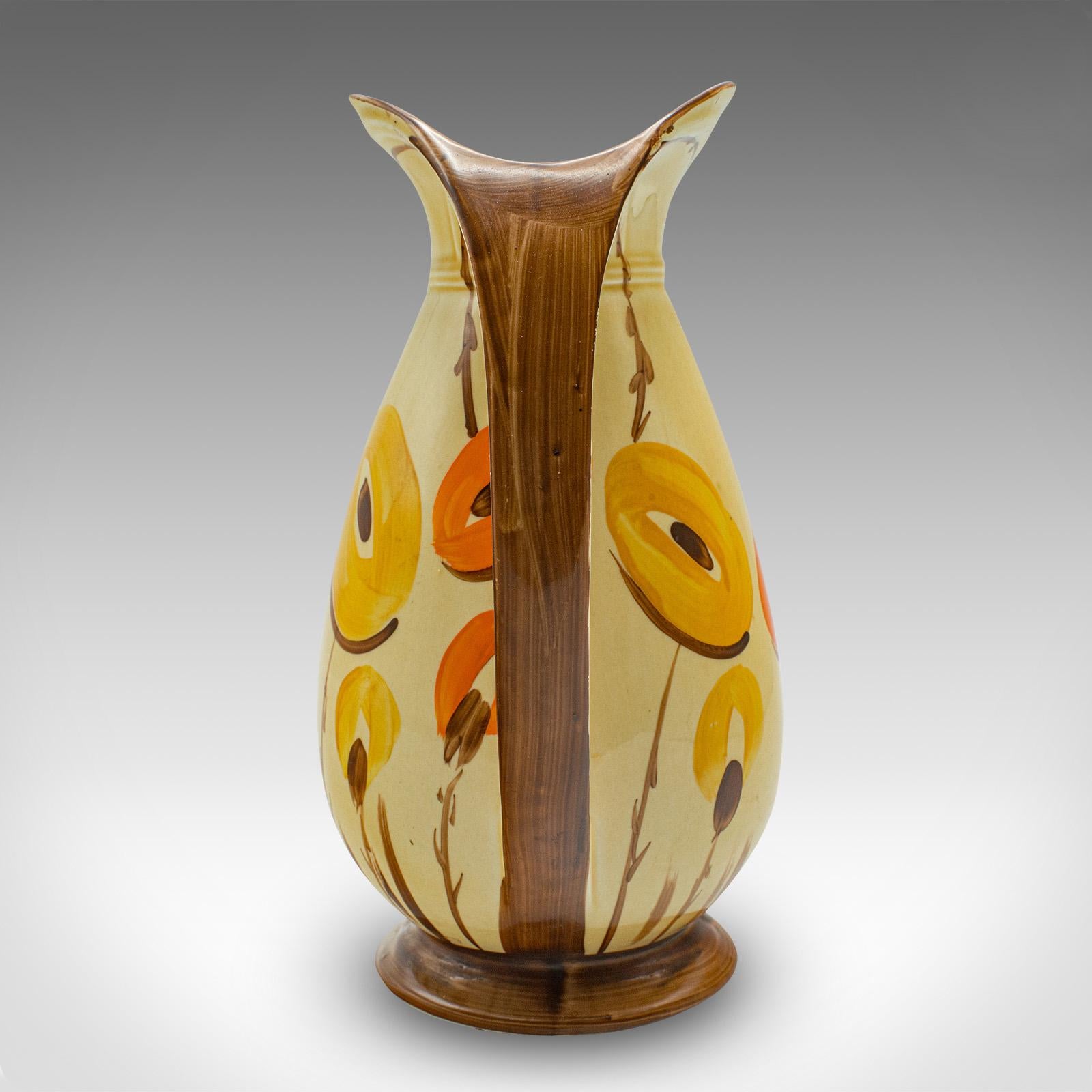 Vintage Art Deco Serving Ewer, English, Hand Painted Ceramic, Serving Jug, 1930 In Good Condition For Sale In Hele, Devon, GB