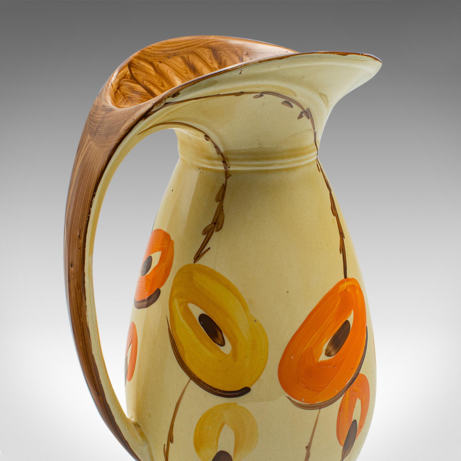 Vintage Art Deco Serving Ewer, English, Hand Painted Ceramic, Serving Jug, 1930 For Sale 3