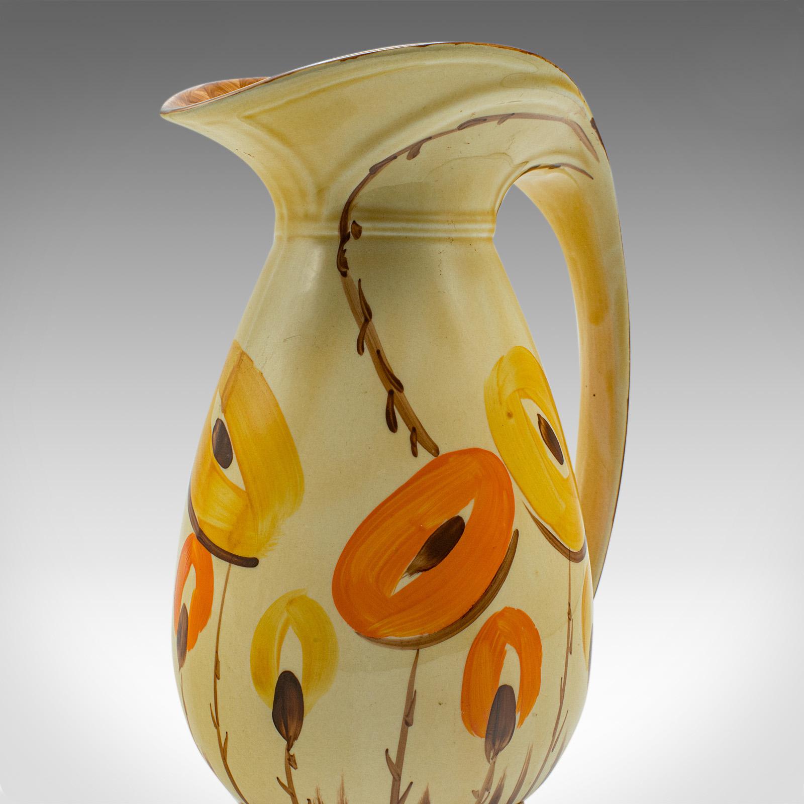Vintage Art Deco Serving Ewer, English, Hand Painted Ceramic, Serving Jug, 1930 For Sale 4